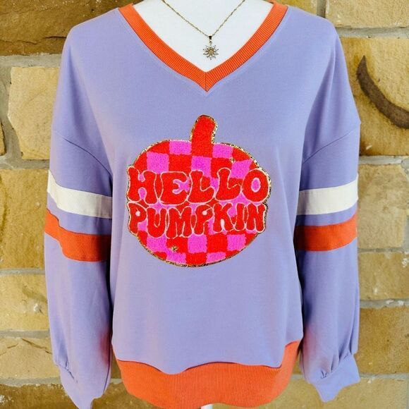 Hello Pumpkin Fall Halloween Sweatshirt - Picture 1 of 2